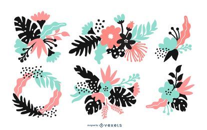 Flower Arrangement Illustration Set Flower Arrangement Illustration Set
