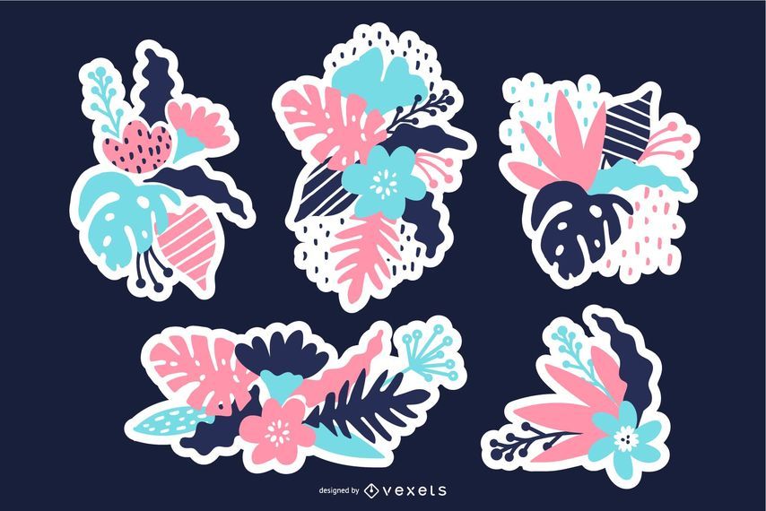 Floral Patches Illustration Set Floral Patches Illustration Set