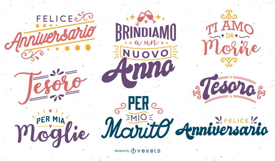 Conjunto De Letras De Aniversario Italiano Descargar Vector