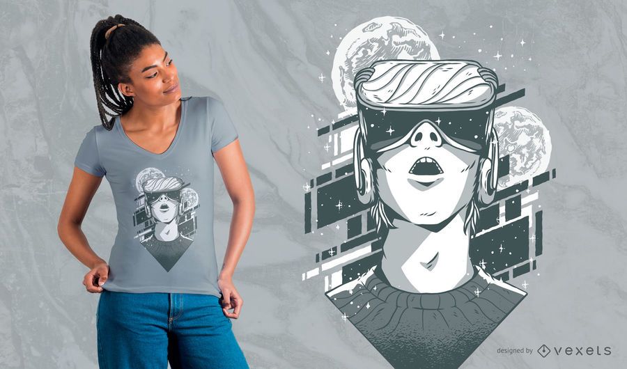 Diseño de camiseta de realidad virtual VR Diseño de camiseta de realidad virtual VR