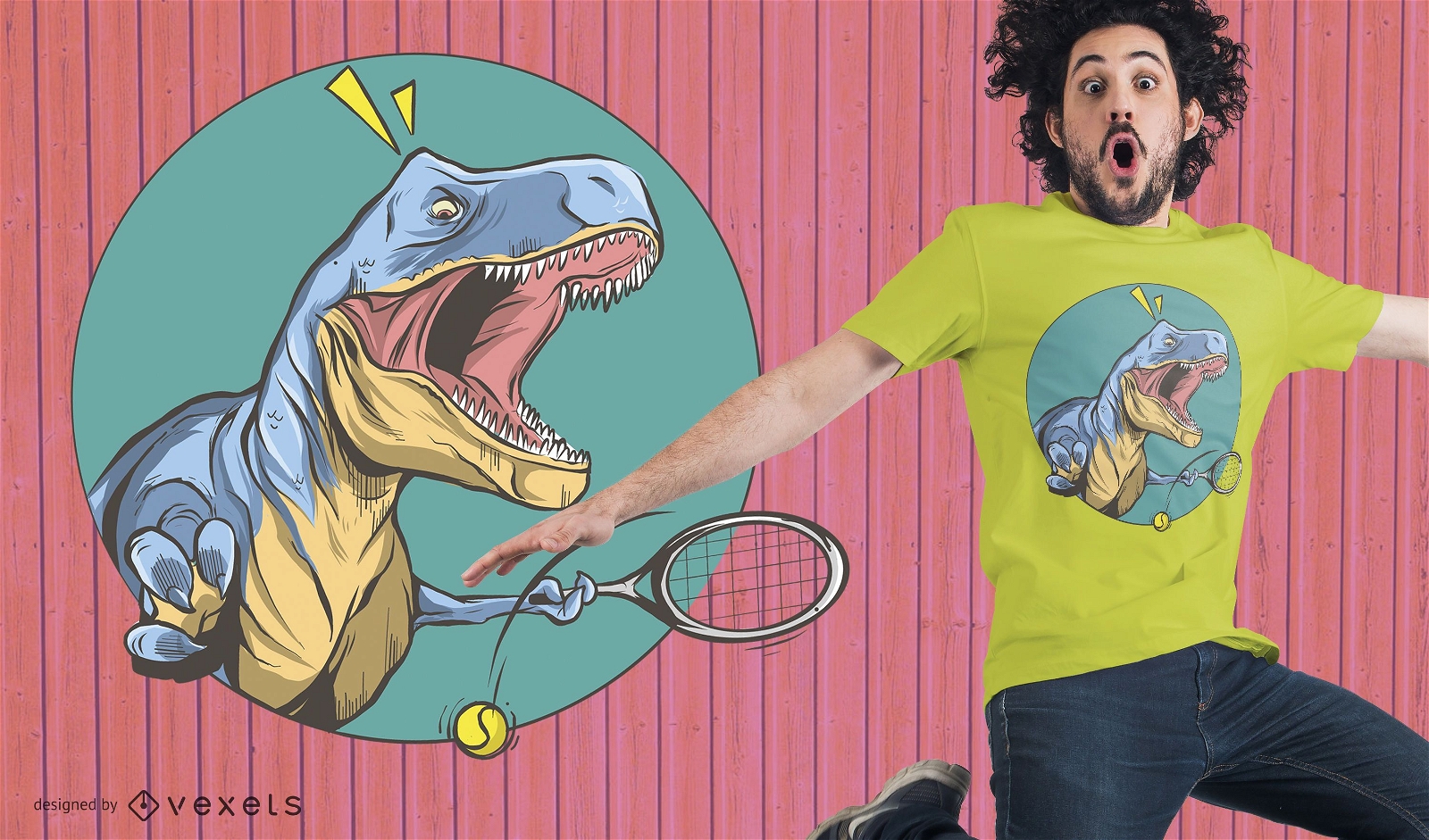 Diseño de camiseta de tenis T-Rex