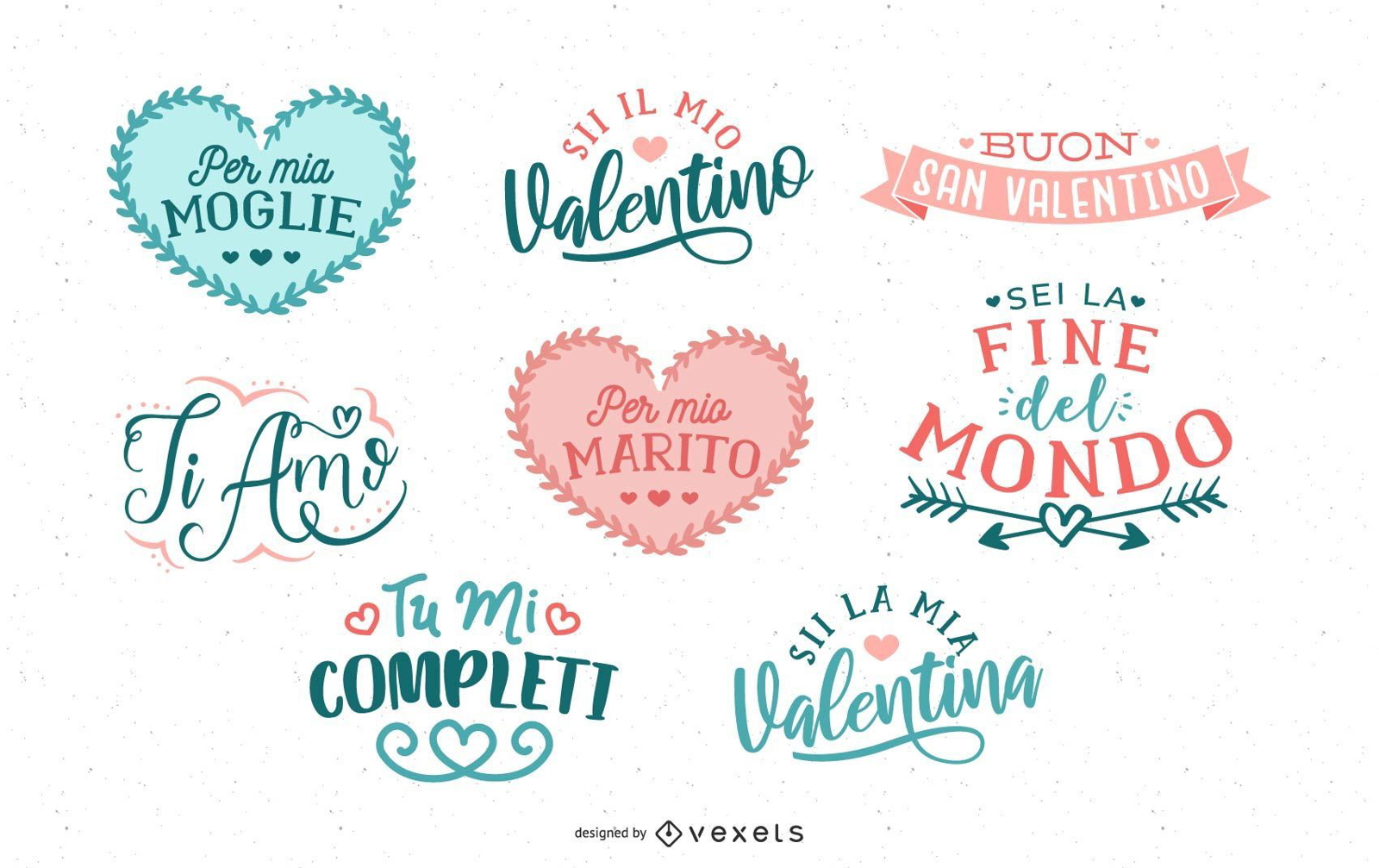 Conjunto de letras de San Valentín italiano