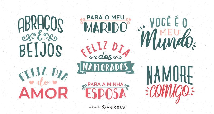 Portuguese Valentine's Day Lettering Set Portuguese Valentine's Day Lettering Set