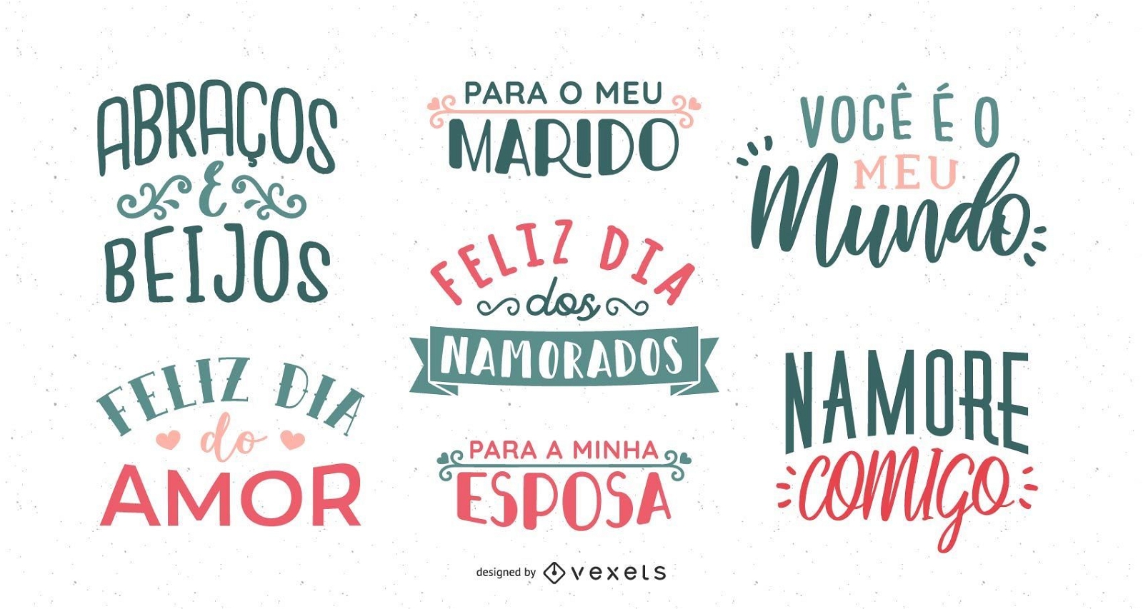 Conjunto de letras portuguesas del d?a de San Valent?n