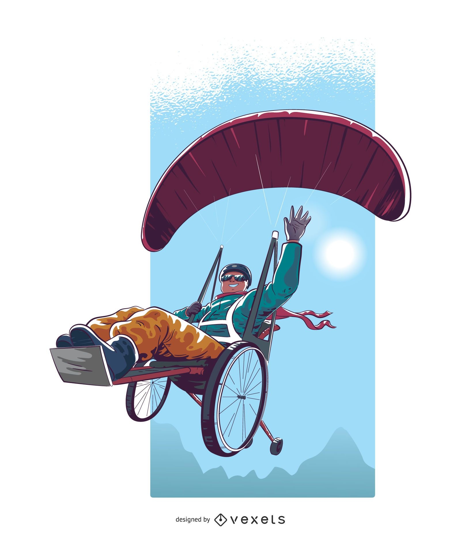 Behinderte Paragliding Illustration Design