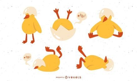 Conjunto de ilustração de frango fofo
