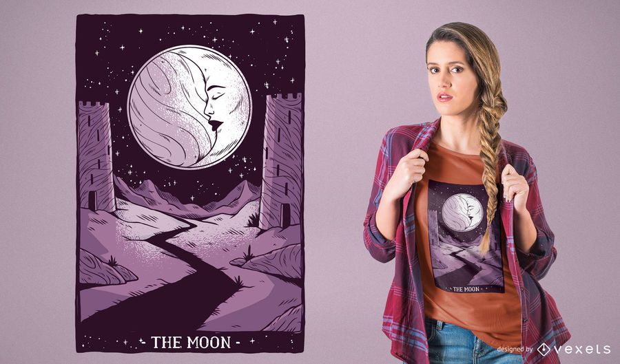 Moon Tarot Card T-Shirt Design Moon Tarot Card T-Shirt Design