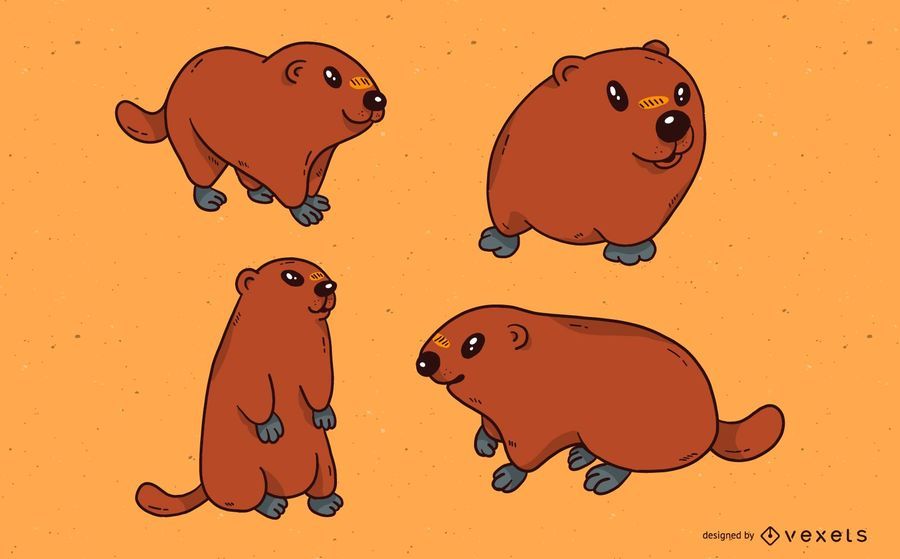 Conjunto de ilustração bonito da marmota Conjunto de ilustração bonito da marmota