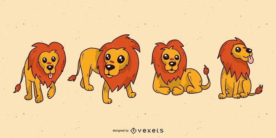 Cute lion cartoon set Cute lion cartoon set