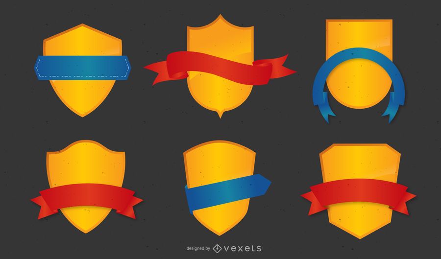 Ribbon and Shield Vector Set Ribbon and Shield Vector Set