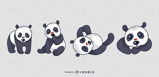 Conjunto de dibujos animados lindo panda Conjunto de dibujos animados lindo panda
