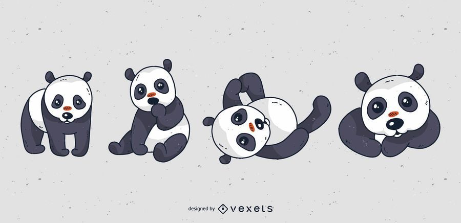 Cute panda cartoon set Cute panda cartoon set