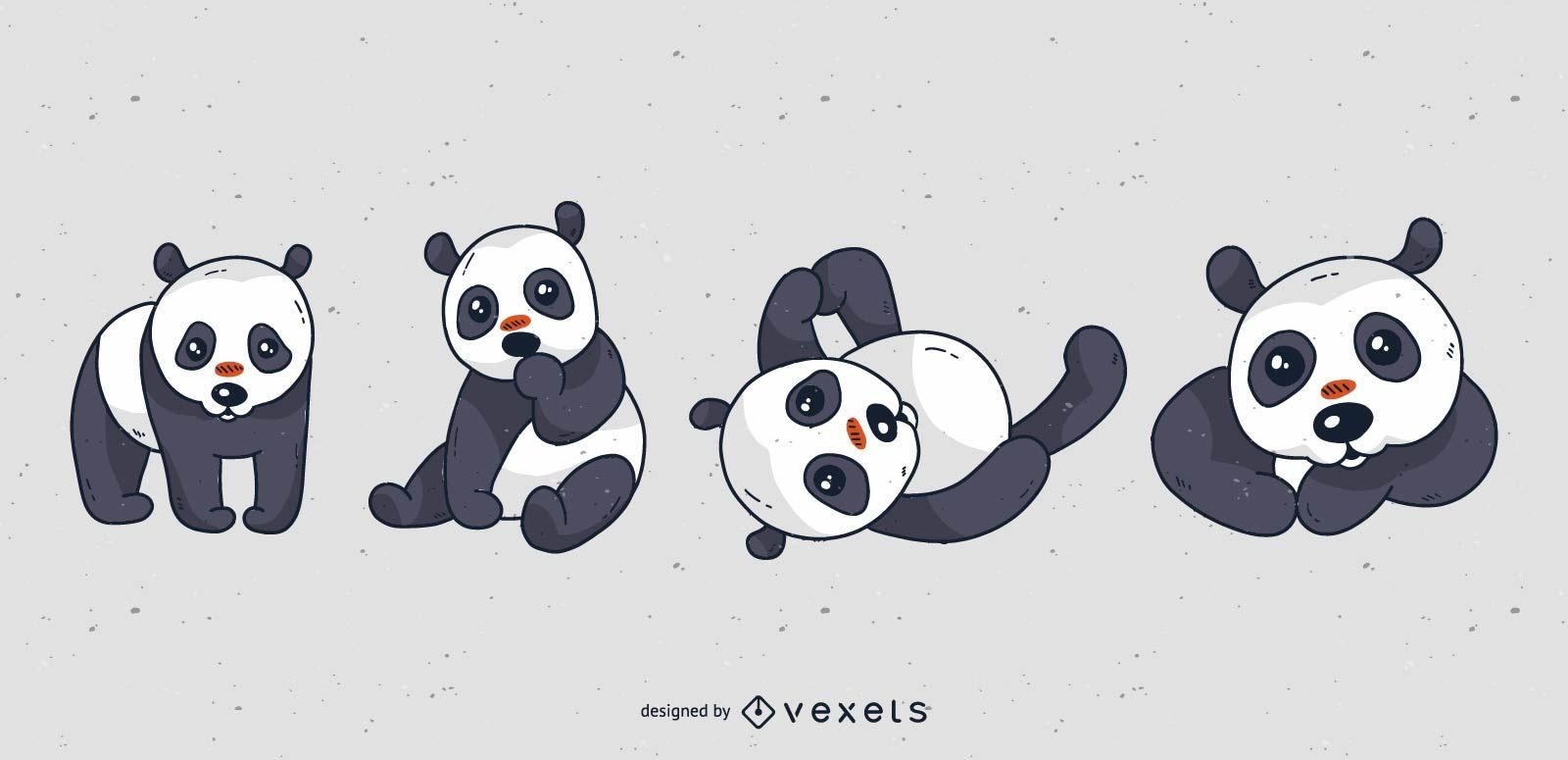 Conjunto de desenho animado de panda fofo
