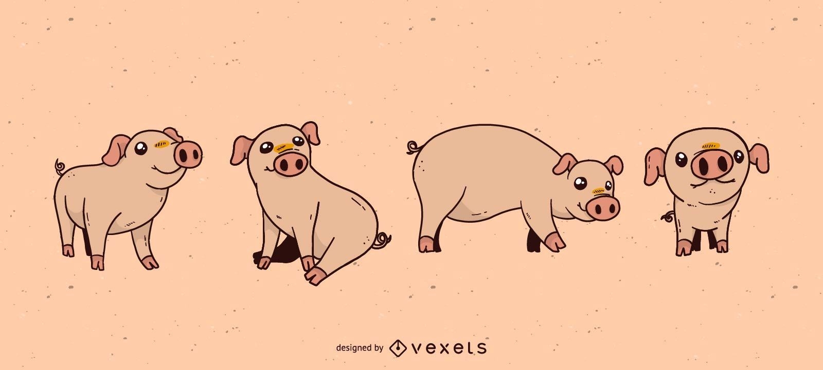 Conjunto de dibujos animados lindo cerdo