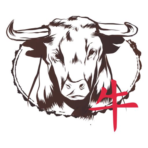 Bull hieroglyph china horoscope stamp emblem PNG Design