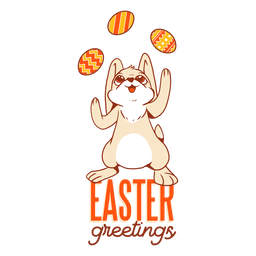 Bunny easter rabbit egg juggling badge PNG Design