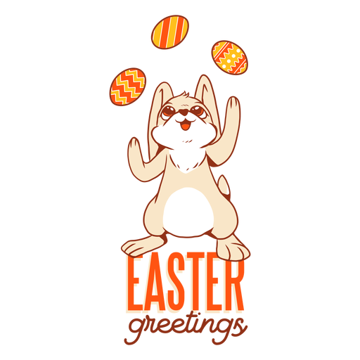 Bunny easter rabbit egg juggling badge PNG Design