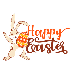 Bunny rabbit happiness easter egg greeting badge PNG Design