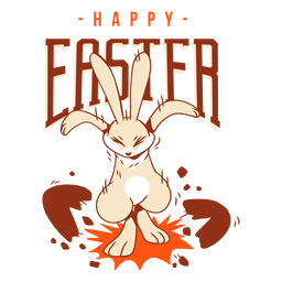 Bunny rabbit shell easter egg greeting badge PNG Design