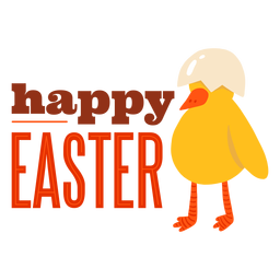 Insignia de saludo de pascua feliz concha de pico de pollo Diseño PNG