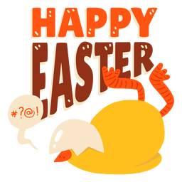 Insignia del saludo de Pascua de la cáscara del pico de la burbuja del pollo Diseño PNG