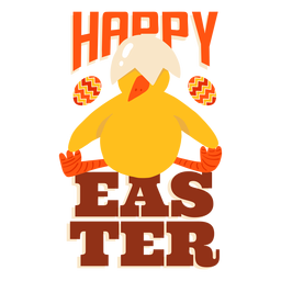 Insignia de saludo de pascua de concha de pico de pollo sentado Diseño PNG
