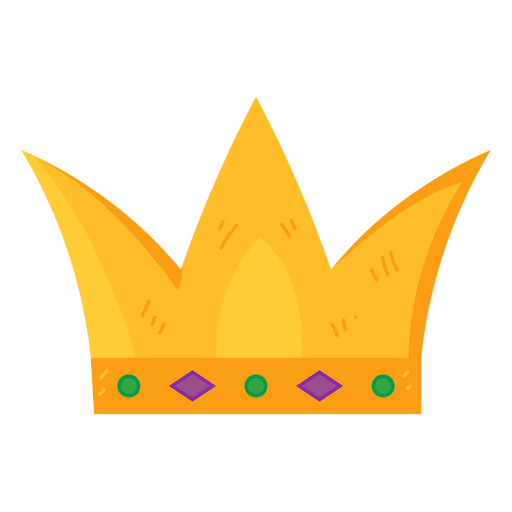 Corona monarqu?a gema de oro plana Diseño PNG
