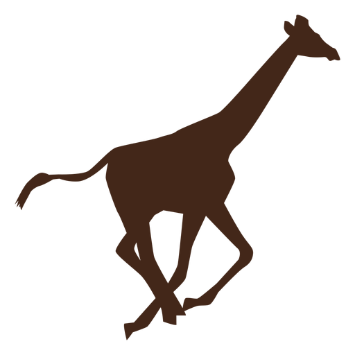 Giraffe neck tall long tail run silhouette PNG Design