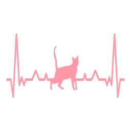 Heartbeat cat cardiogram stroke PNG Design Transparent PNG