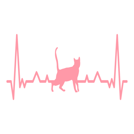 Golpe de cardiograma de gato latido Diseño PNG