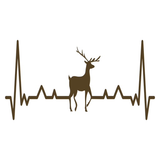 Heartbeat deer antler cardiogram stroke PNG Design