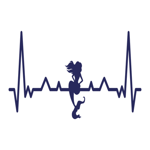 Heartbeat siren mermaid water nymph cardiogram stroke PNG Design
