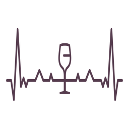 Heartbeat wine glass cardiogram stroke Transparent PNG