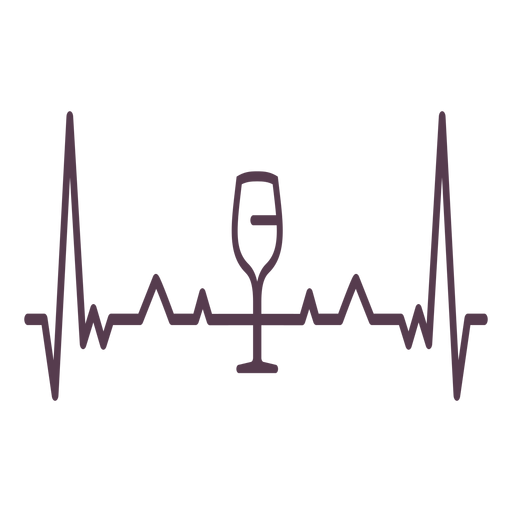 Heartbeat wine glass cardiogram stroke - Transparent PNG & SVG vector file