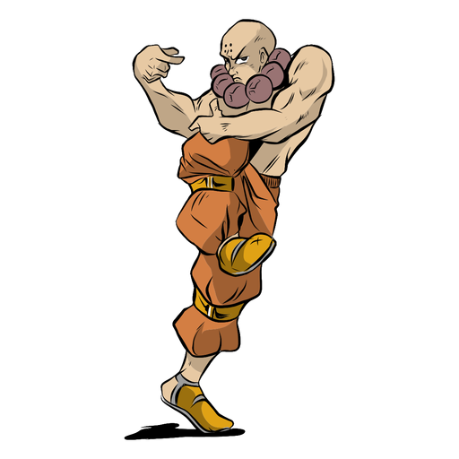 Monk athlete muscle pose gaze illustration