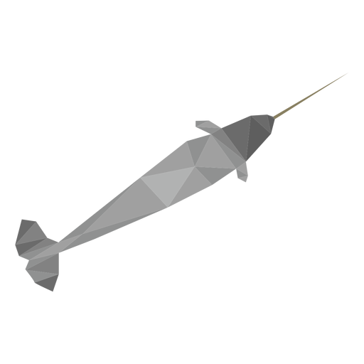 Narwhal flipper tail tusk low poly PNG Design