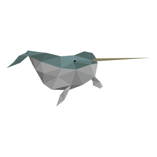 Narwhal flipper tusk tail low poly PNG Design