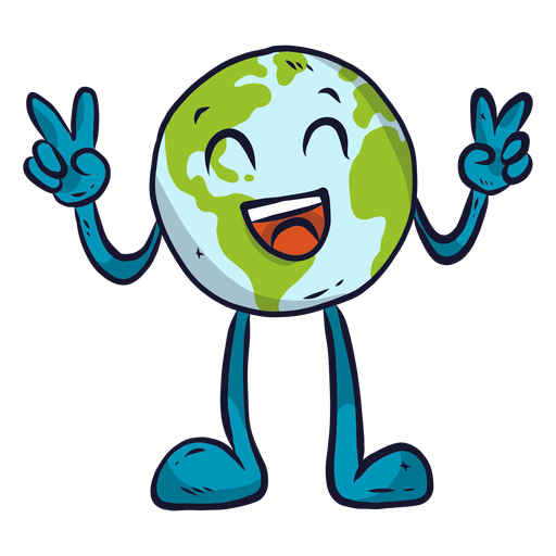 Planet earth happiness laugh smile gesture flat PNG Design