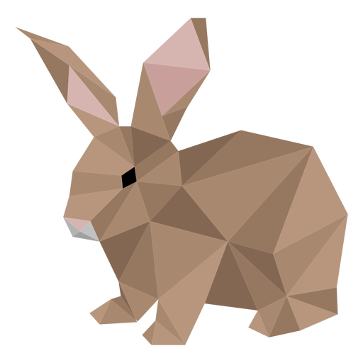 Conejo conejito hocico oreja baja poli Diseño PNG