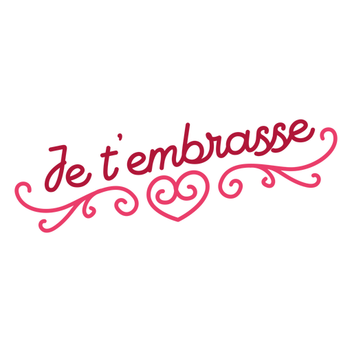 Valentine french je t? ???? embrasse coraz?n insignia pegatina Diseño PNG