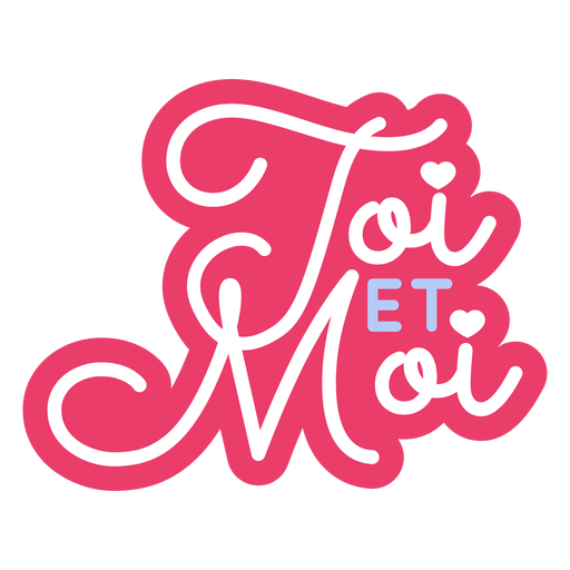 Valentine french toi et moi heart badge pegatina Diseño PNG