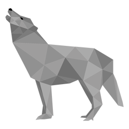 Lobo uivador cauda de predador baixo poli Desenho PNG