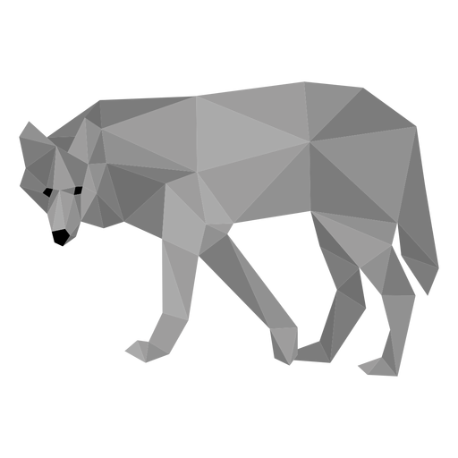 Lobo depredador cola baja poli Diseño PNG