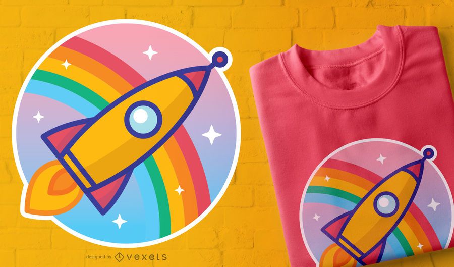 Diseño de camiseta de Rocket de dibujos animados Diseño de camiseta de Rocket de dibujos animados