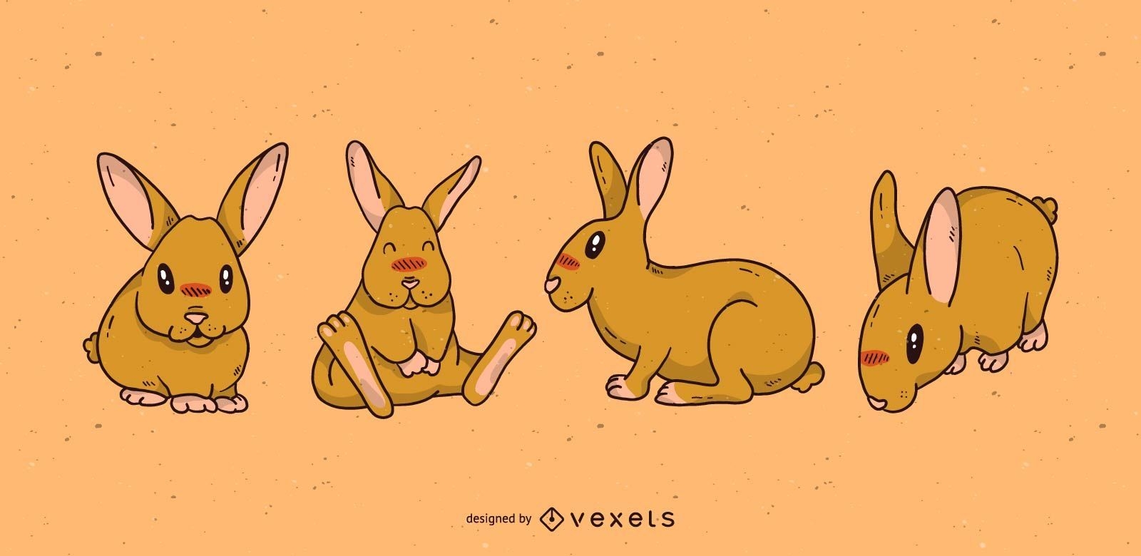 Nettes Kaninchen-Cartoon-Set