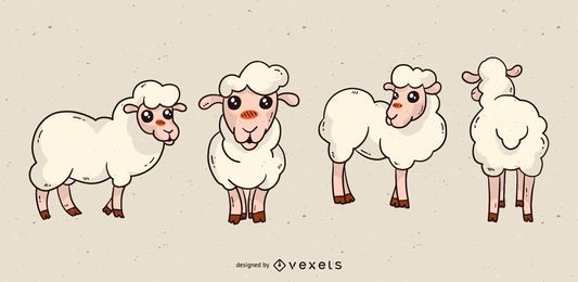 Conjunto de dibujos animados de ovejas lindo Conjunto de dibujos animados de ovejas lindo