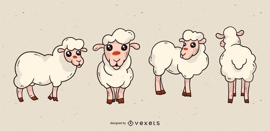 Conjunto de desenhos animados de ovelhas Conjunto de desenhos animados de ovelhas