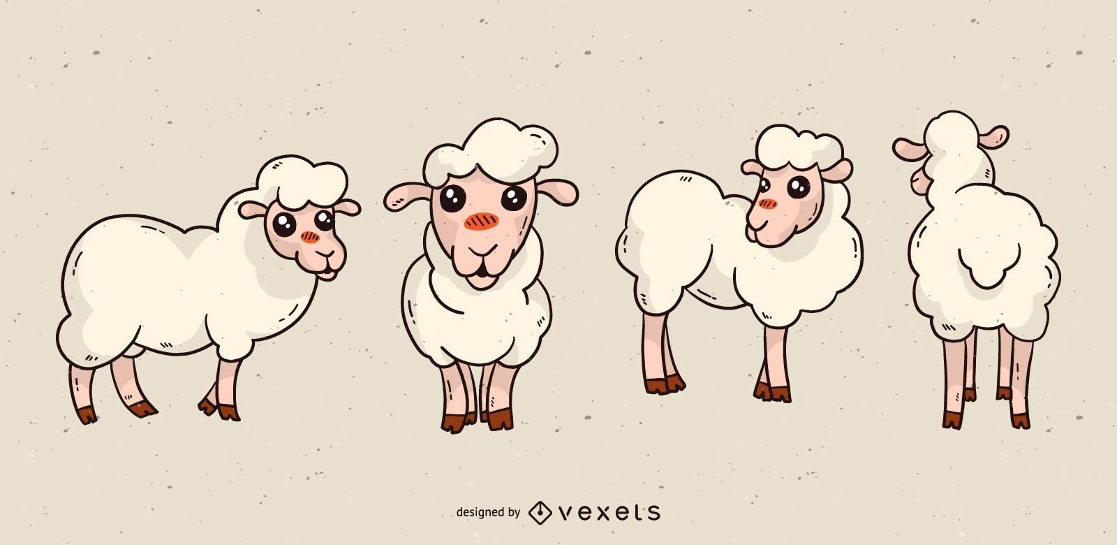 Cute sheep cartoon set