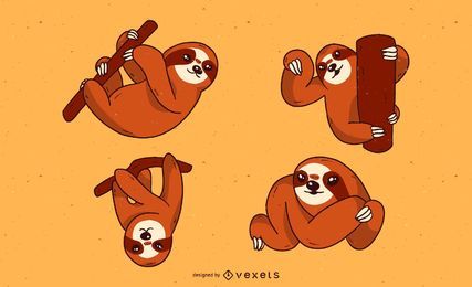 Conjunto de bonito dos desenhos animados de preguiça Conjunto de bonito dos desenhos animados de preguiça