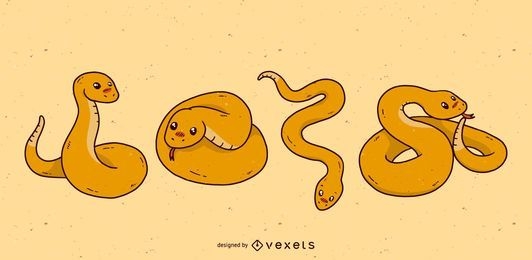 Cute snake cartoon set